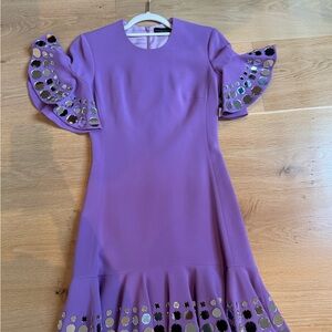 Elegant Lavender Formal Dress with Ruffled Sleeves